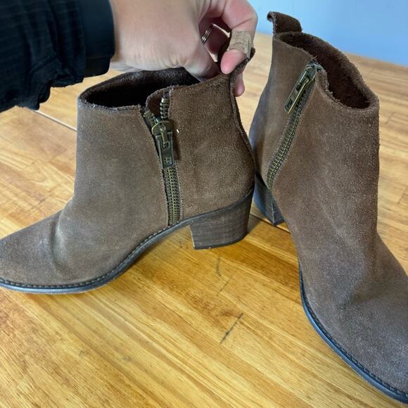 Diesel Pinky Brown Leather Side Zip Ankle Heeled Boots Size 39 - Picture 3 of 6